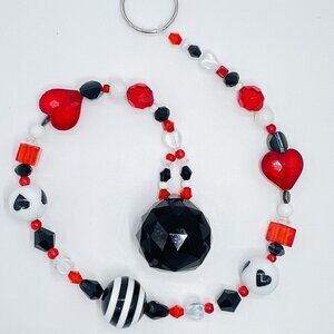 Beaded Suncatcher Black White Red Crystal Prism Hanging Patio Decor Yard Art